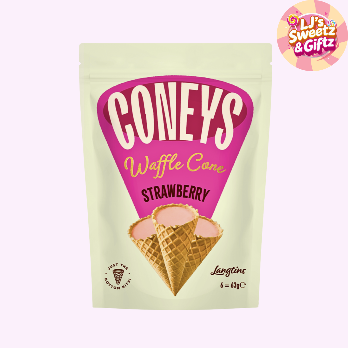 Coneys Waffle Cone Strawberry Flavour 63g