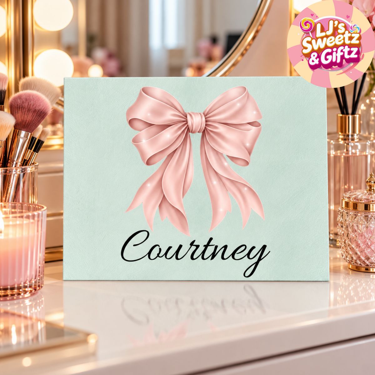 Fairy Dust Bow Make up Glass Board