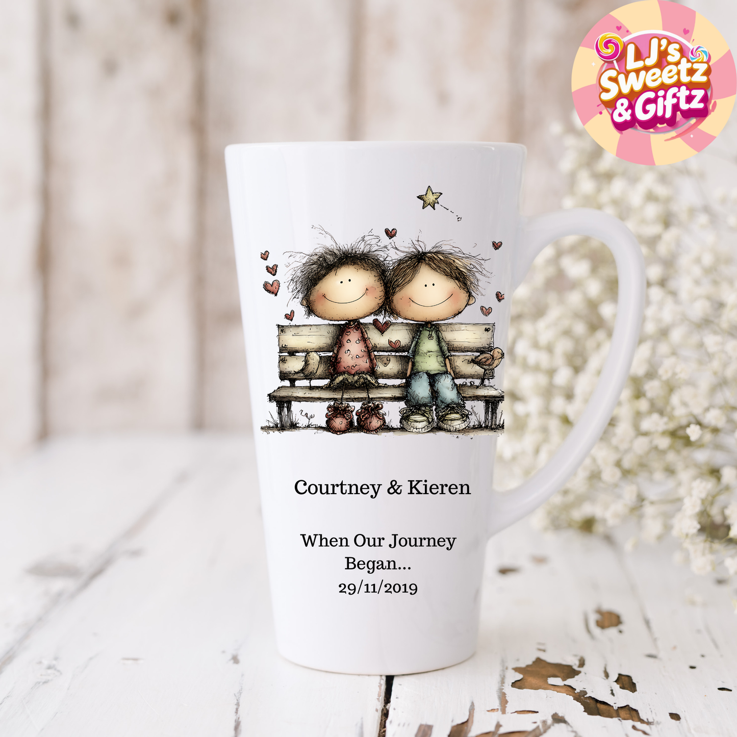 Love Couple on a Bench Latte Mug