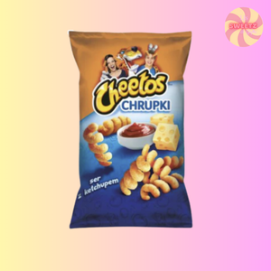 Cheetos Chrupki snack package on a gradient background