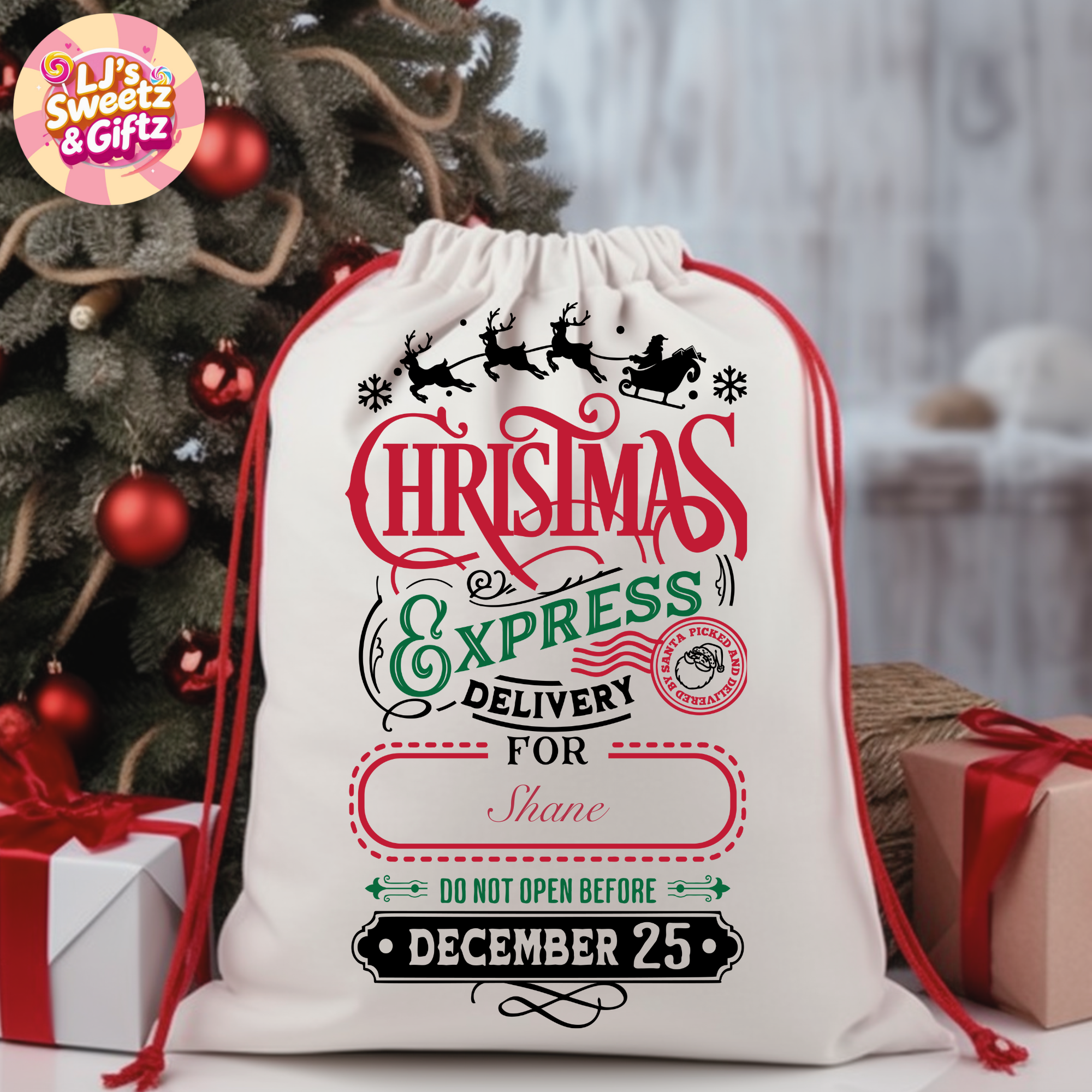 Christmas Sack Ljs sweetz Giftz Logo