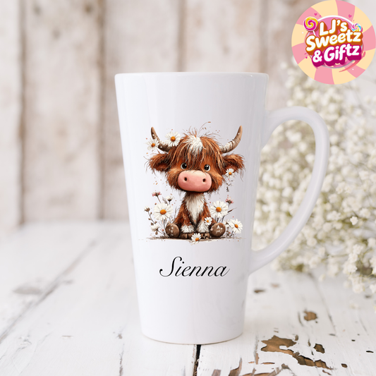Daisy Highland Cow Latte Mug