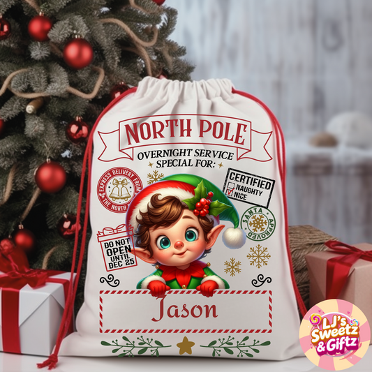 Elf Desidn Christmas Sack Ljs Sweetz Giftz logo