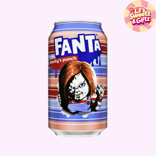 Fanta can with a character design on a white background