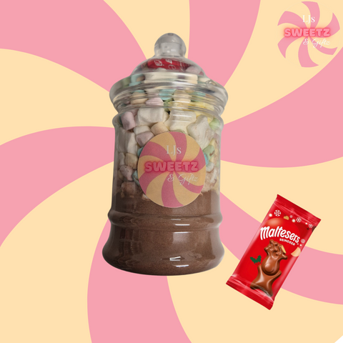 Hot Chocolate Jar with Mini Marshmallows & Malteser Reindeer