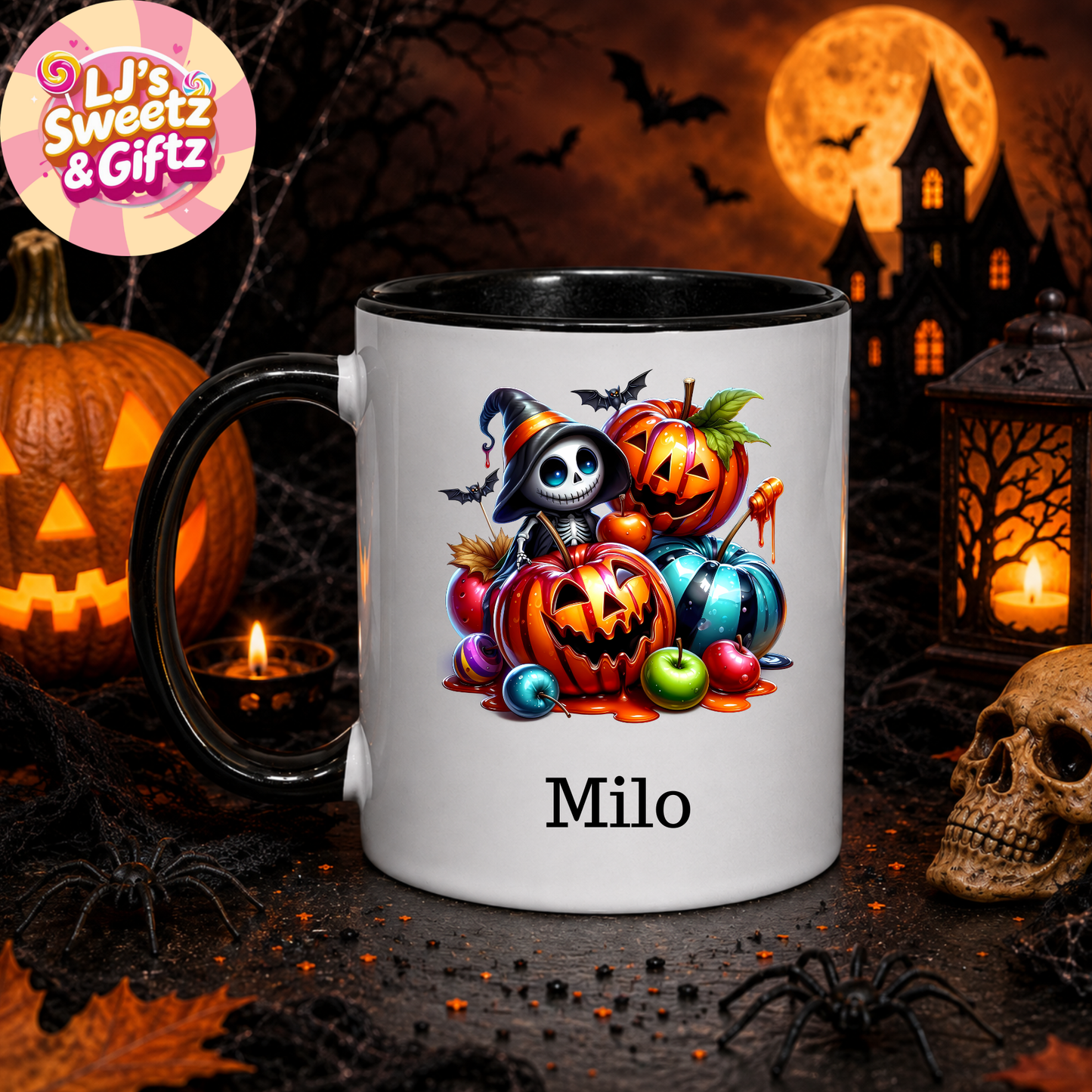 Halloween Spooky Pumpkin Skeleton Mug