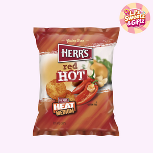 Herr's Red Hot potato chips packaging on a white background