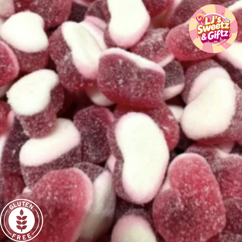 Jelly Filled Sour Strawberry Hearts 300g
