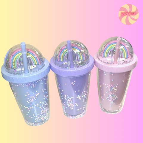 Rainbow/Unicorn Dome Lid with Straw 450ml