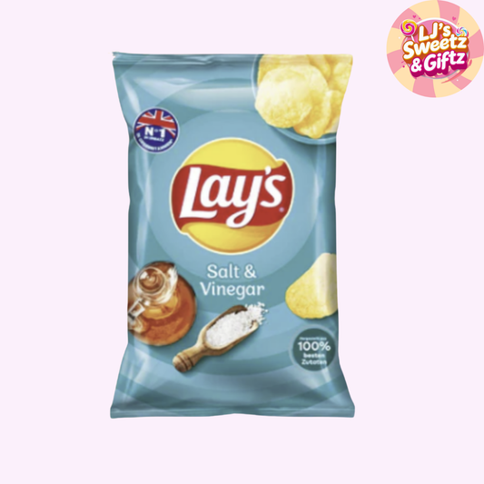 Lay's Salt & Vinegar chips packet with Lay's logo on a light blue background