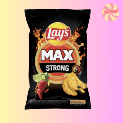 Lay's Max Strong chips packet on a gradient background