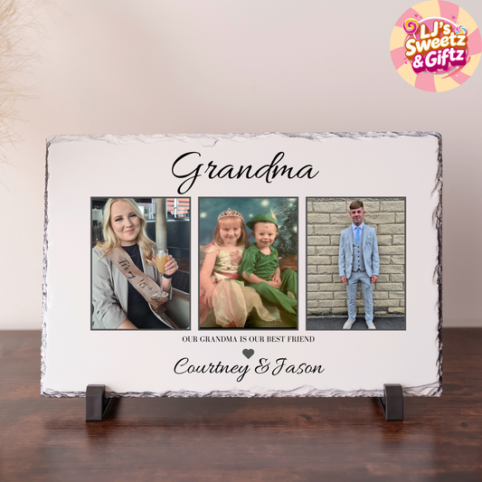 3 Photo Personalised Slate