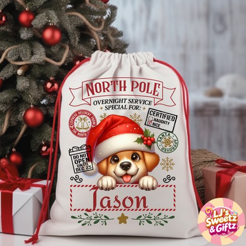 Puppy Design Christmas Santa Sack LJs Sweetz giftz