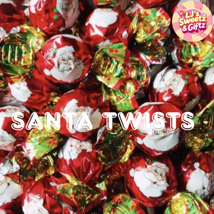 Assorted Christmas-themed candies with Santa Claus design, branded 'LJ's Sweetz & Giftz'.