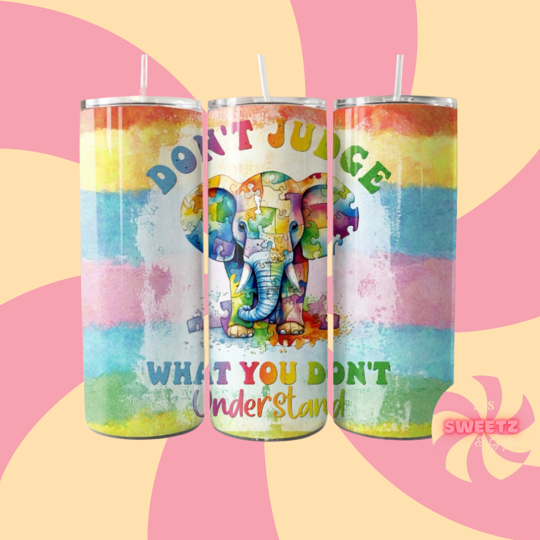 Autism Awareness Rainbow Elephant Tumbler