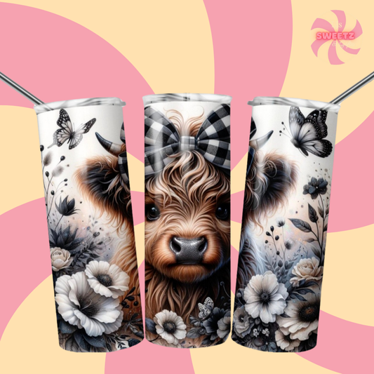 Highland Cow Tartan Bow Tumbler