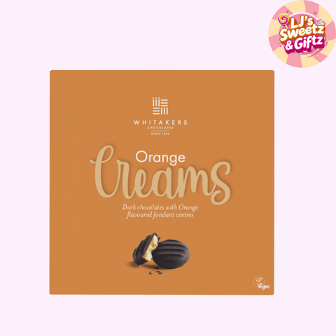 Whitaker's Orange Creams chocolate box on a white background