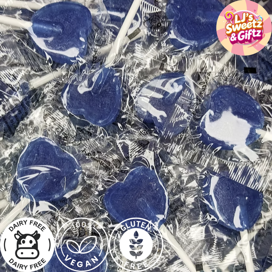 Blue Heart Blue Raspberry Lollipops 10pk