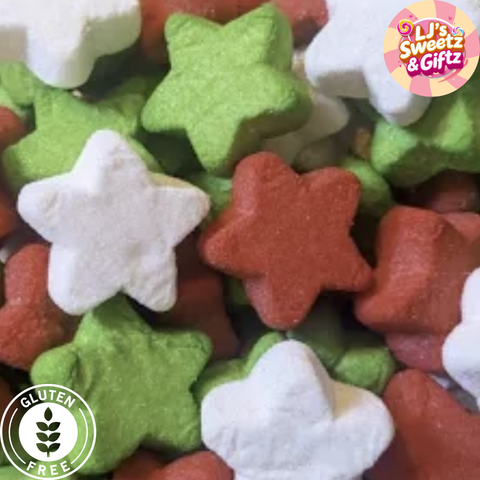 Green Red and White Mallow Stars 300g