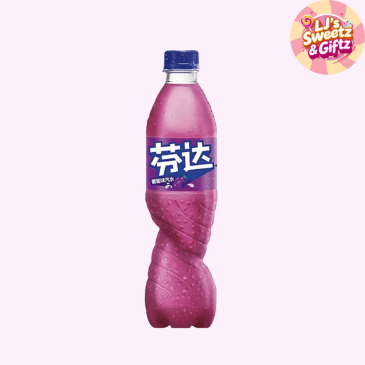 Purple bottle with blue cap on a white background, featuring brand logo.