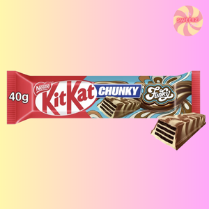 Kit Kat Chunky chocolate bar packaging on a gradient background