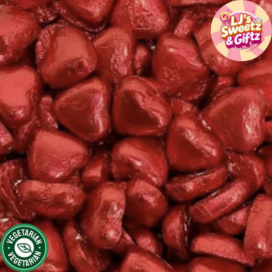 Red Foiled Chocolate Hearts 100g