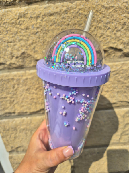 Rainbow/Unicorn Dome Lid with Straw 450ml