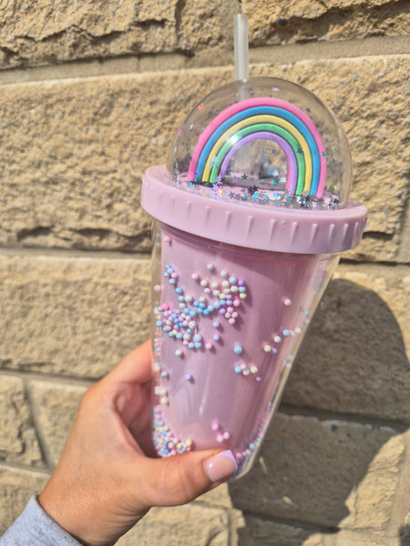 Rainbow/Unicorn Dome Lid with Straw 450ml