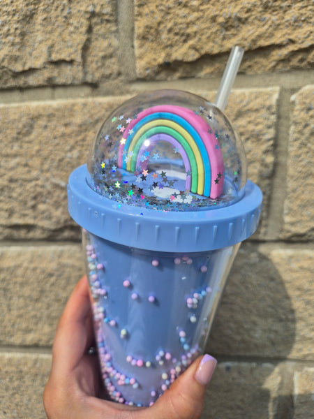 Rainbow/Unicorn Dome Lid with Straw 450ml